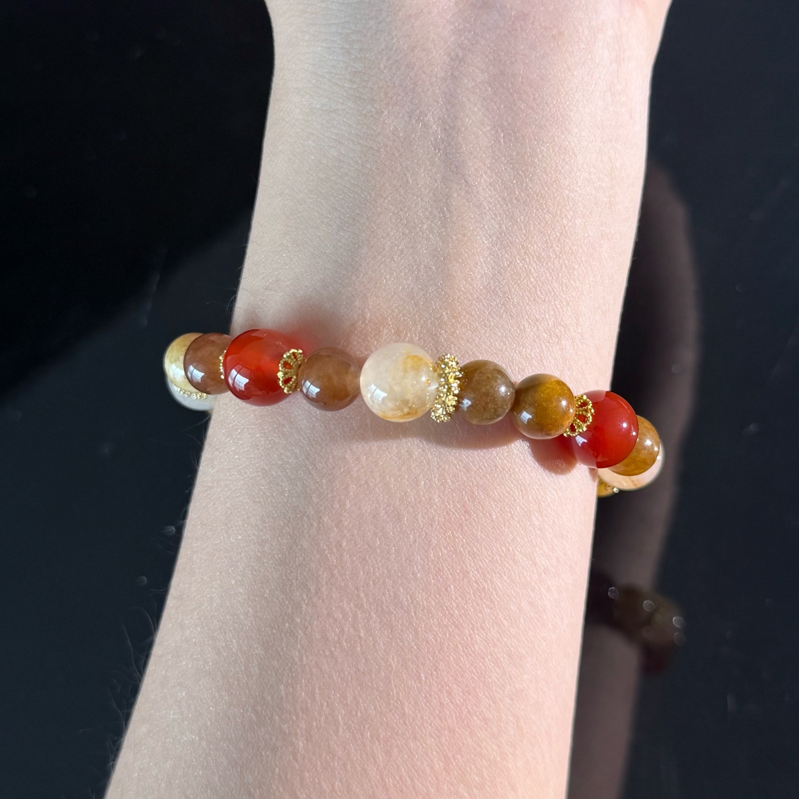 Taurus Crystal Bracelet – Red Agate & Golden Quartz Bracelet