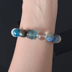 Blue Apatite, Kyanite & Clear Quartz Crystal Bracelet