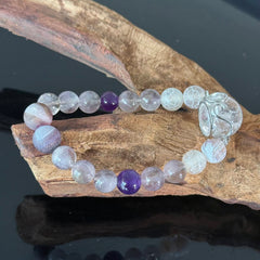 Handcrafted Amethyst and Frosted Agate Bracelet — A Healing Gemstone Bracelet to Help You Attain Tranquility, Clarity, and Spiritual Balance