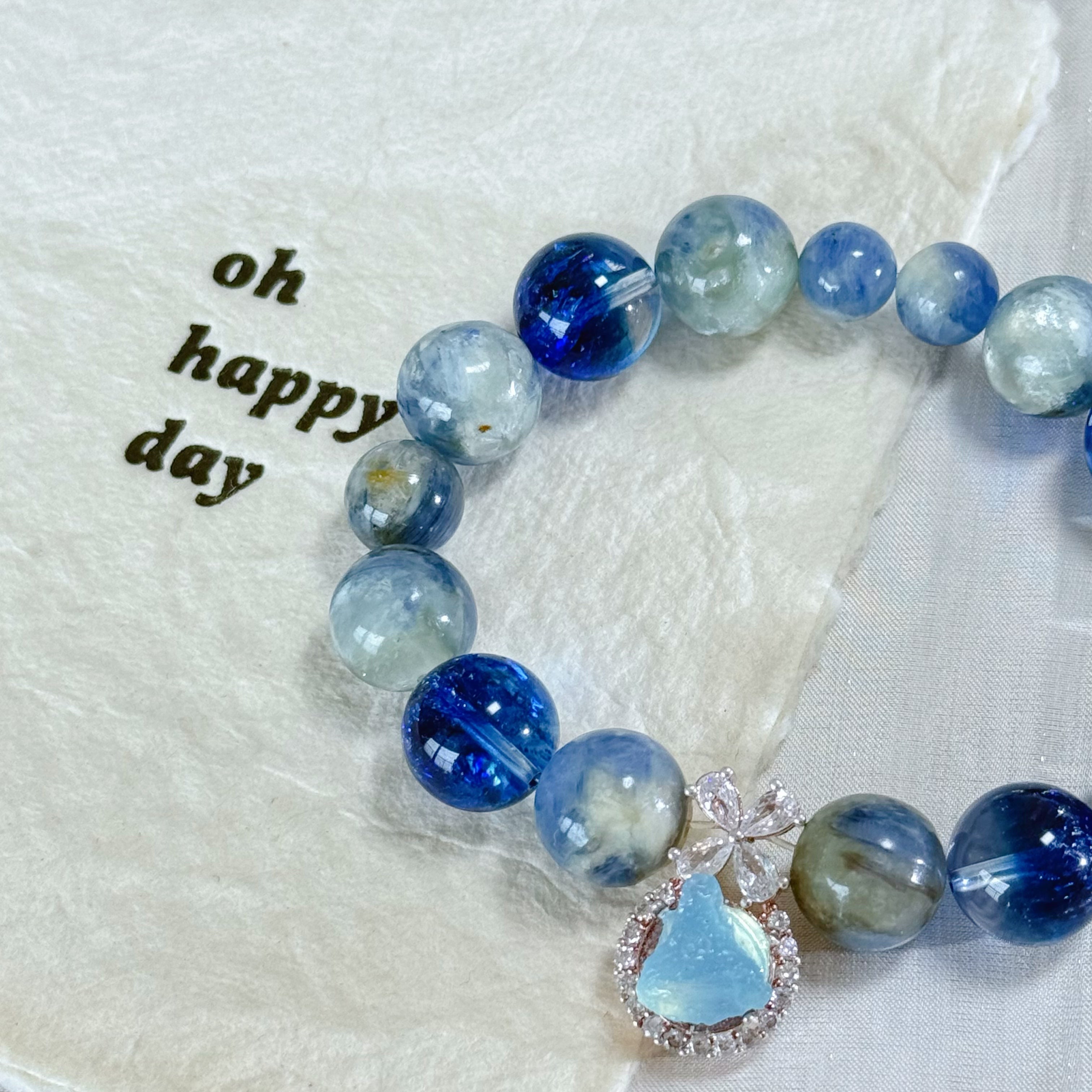 Natural Blue Crystal & Ocean Aura Handmade Bracelet