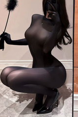 Christmas Shiny Open Crotch Stockings Jumpsuit Fishnet Clothes Suit