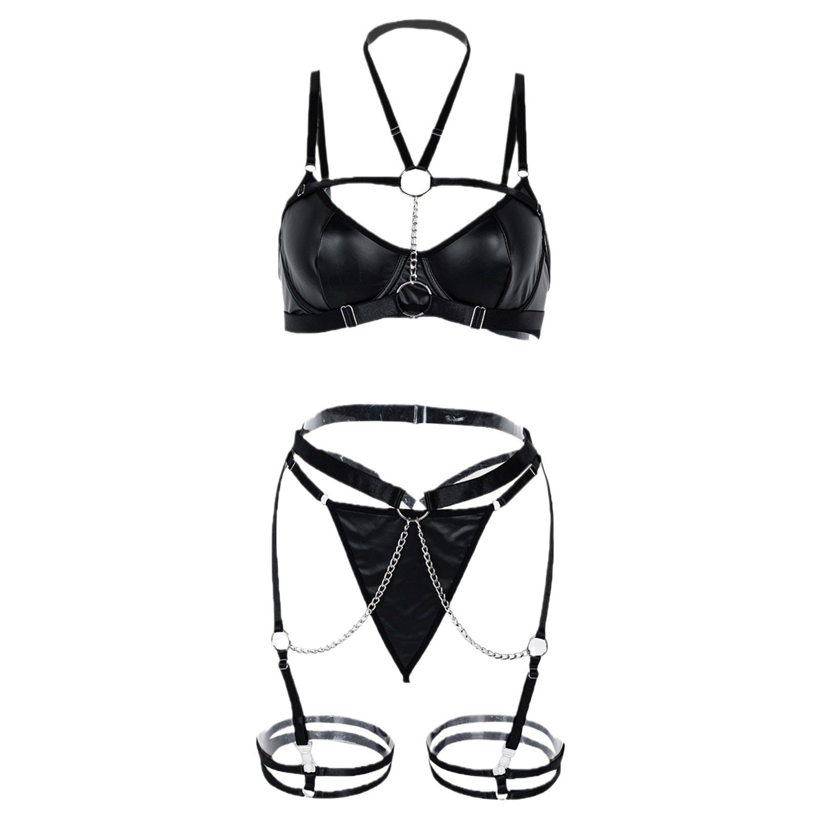 Patent Leather Bondage Lingerie Set