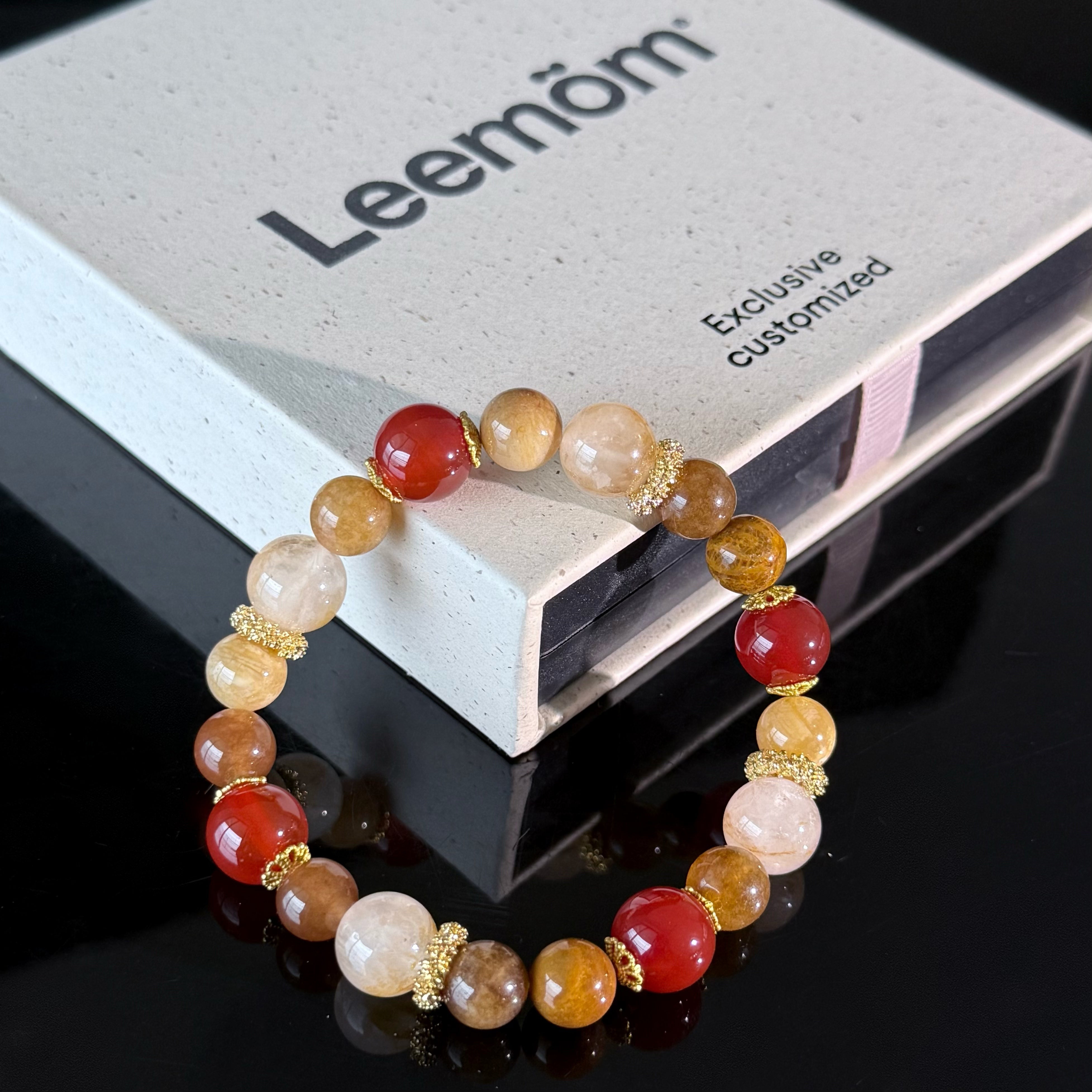 Taurus Crystal Bracelet – Red Agate & Golden Quartz Bracelet