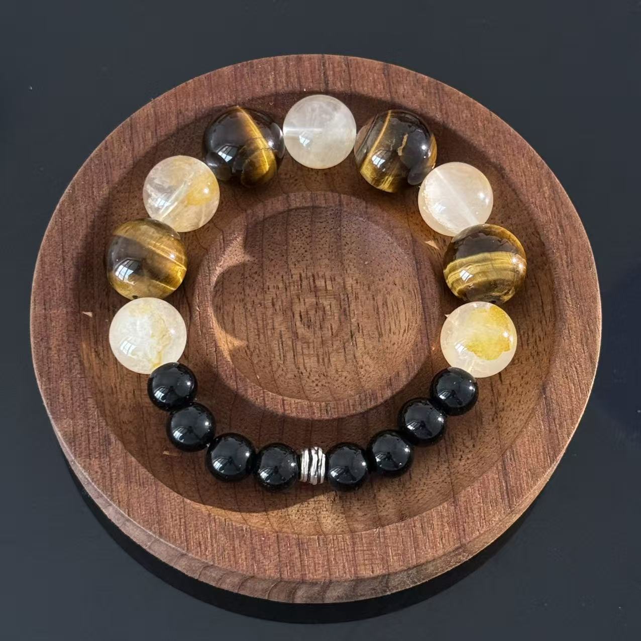 The Abundance Keeper | Natural Tiger Eye & Citrine Obsidian Bracelet for Grounded Prosperity
