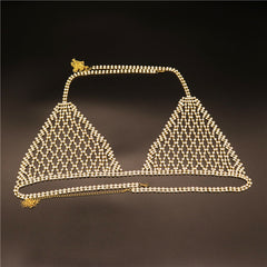 Rhinestones Body Chain Suit Silver Crystal Bikini Bra Underwear Body Jewelry Accessories