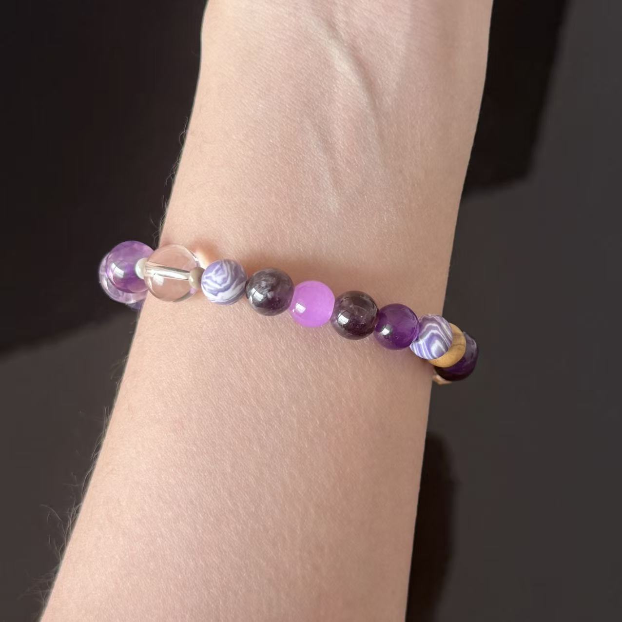 Purple Mist Star-Slumber | Amethyst and Clear Quartz Spliced Bracelet