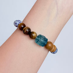 Multi-Gemstone Bracelet with Tiger’s Eye, Malachite & Clear Quartz