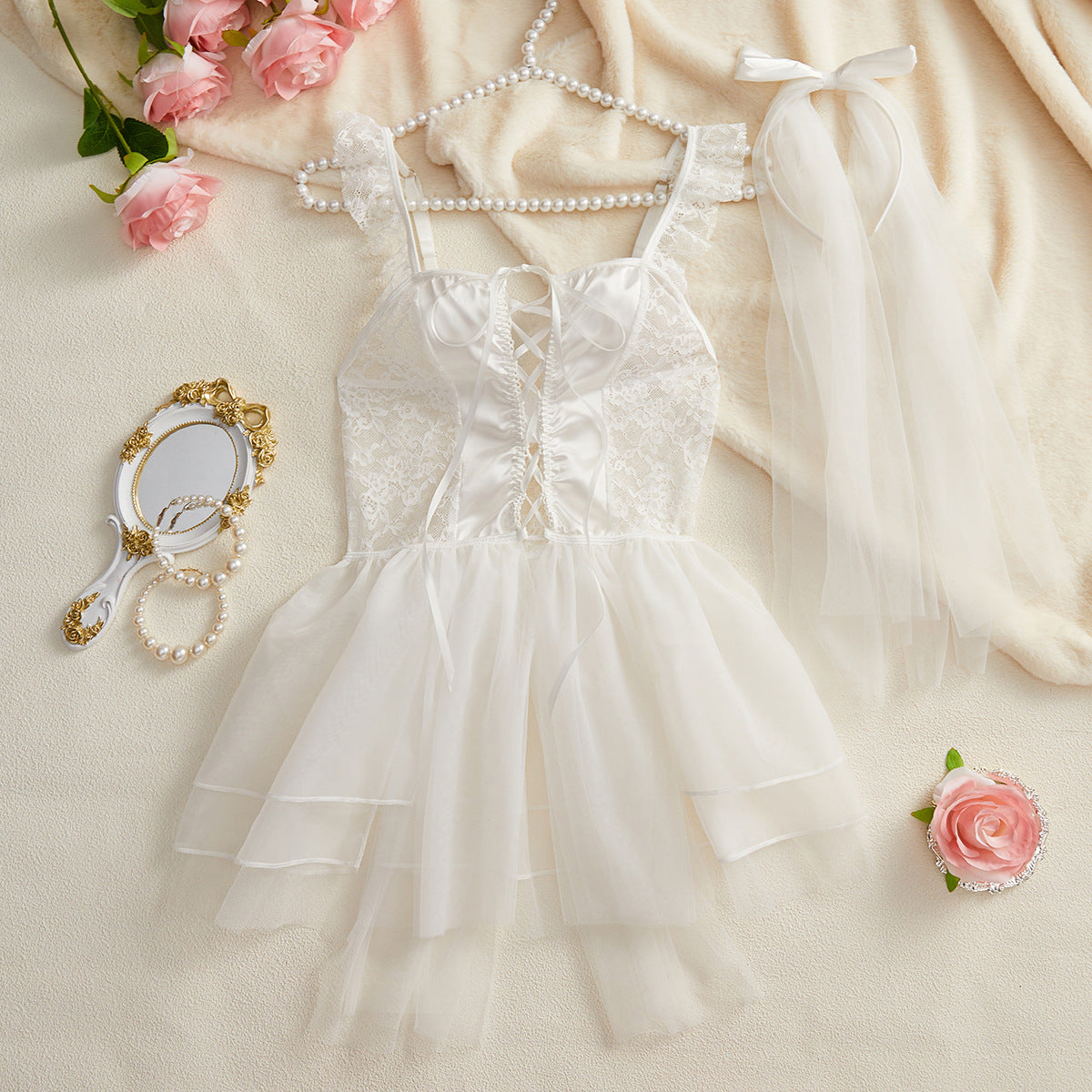 Hollow Cross Strap See-through Body Shaping Dress