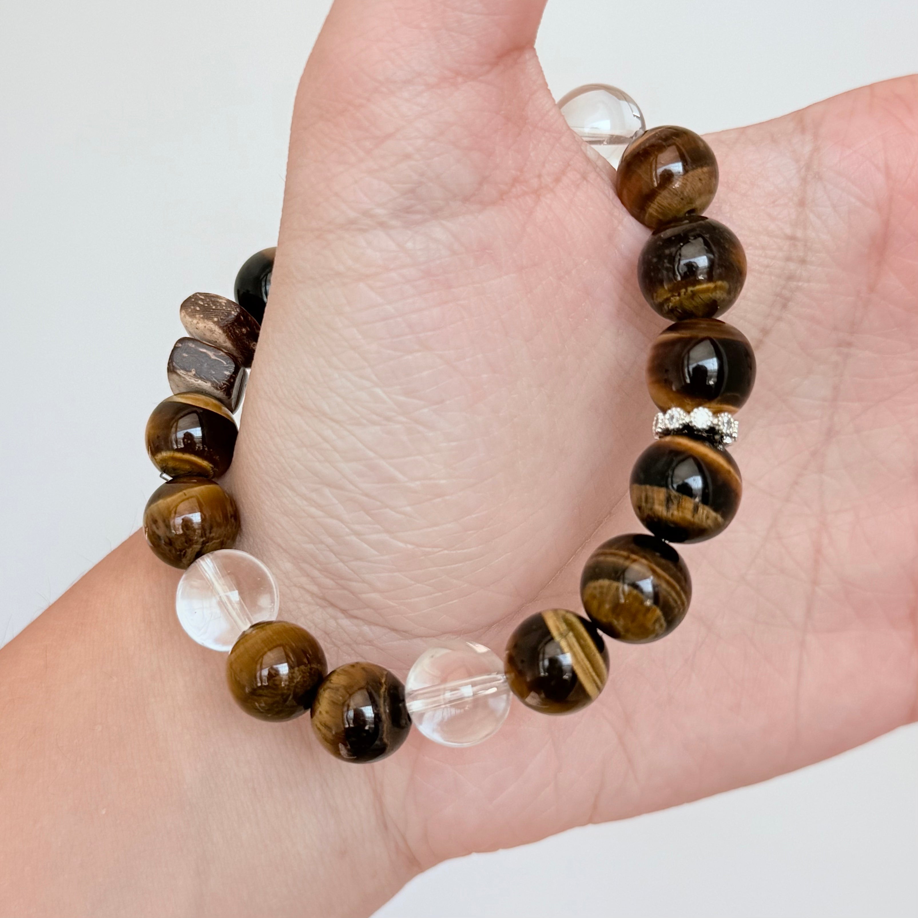 Tiger’s Eye and Clear Quartz Bracelet