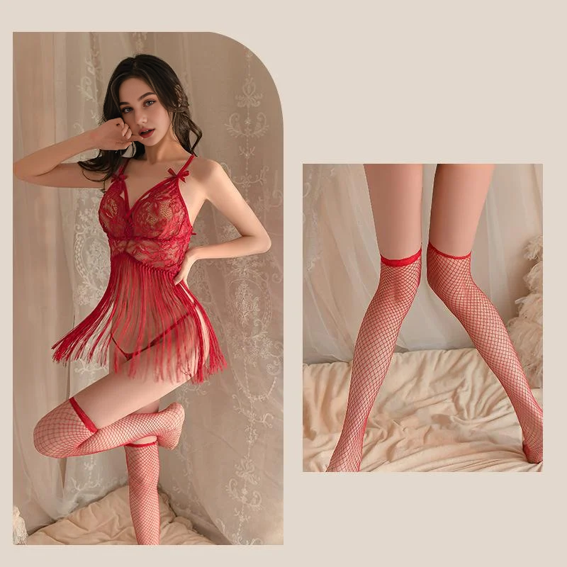 Hot Tassel One-Piece Nightdress Lingerie