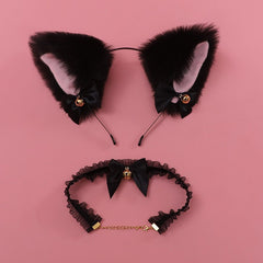 Cat Ear Headband Bell Necklet Set