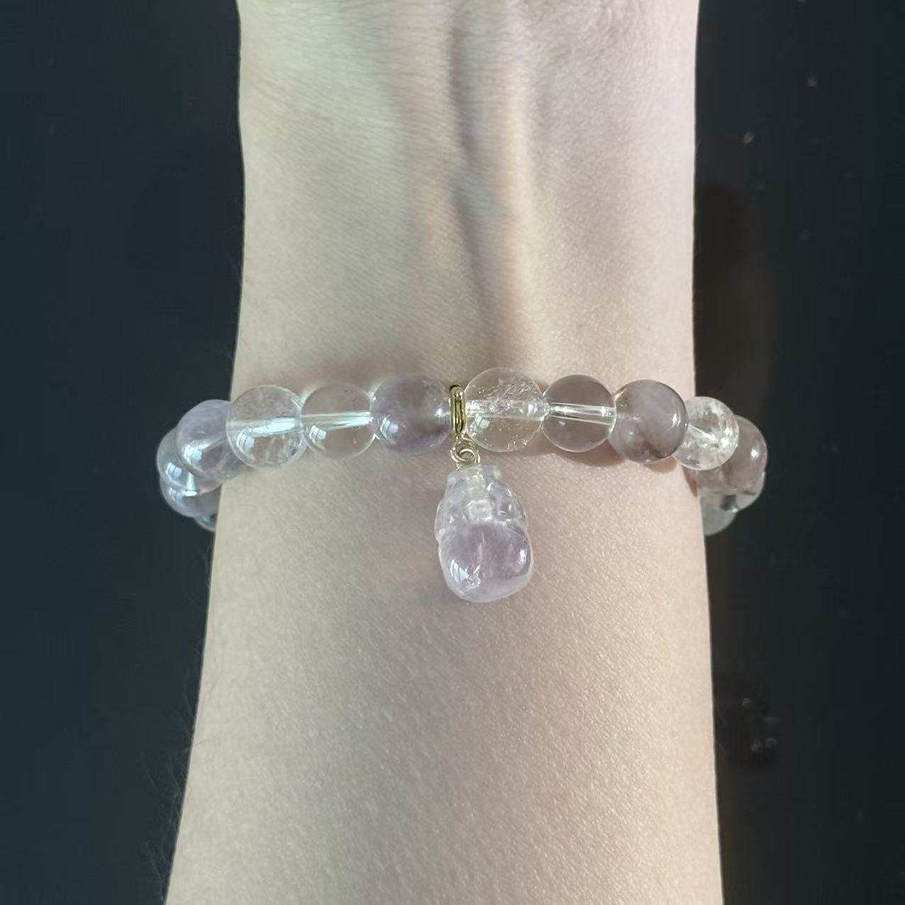 Icy Translucent Violet Hues | Super Seven & Clear Quartz Bracelet—Possessing an Innate, Aloof Beauty