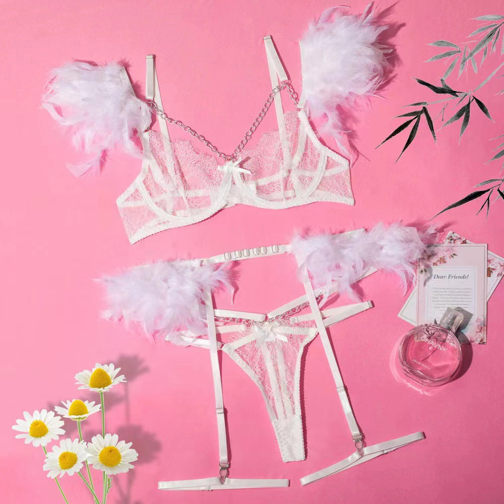 Four - piece Lace Splicing Chain Slimming Lingerie