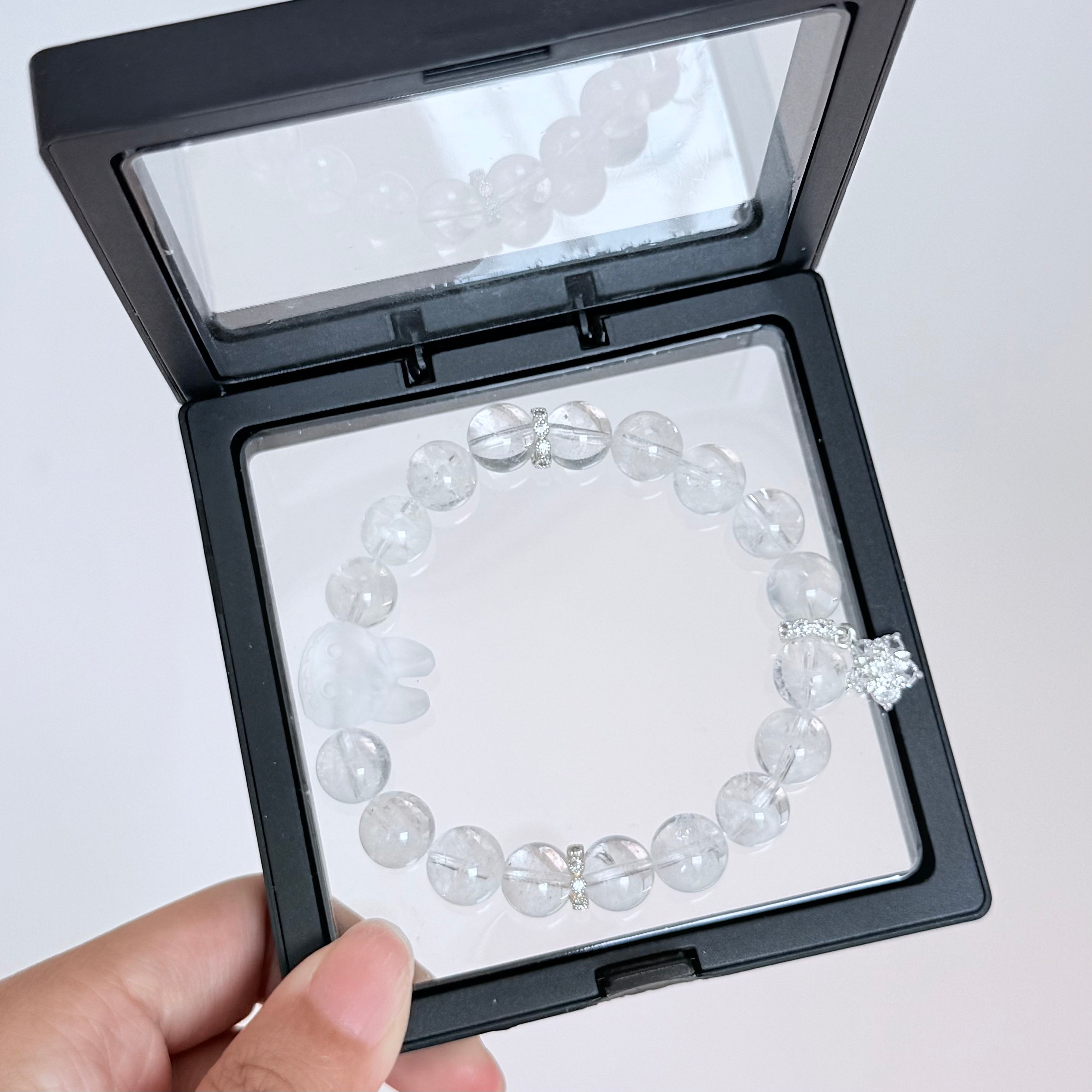 Clear Quartz Crystal Bracelet with Sparkling Star Charm