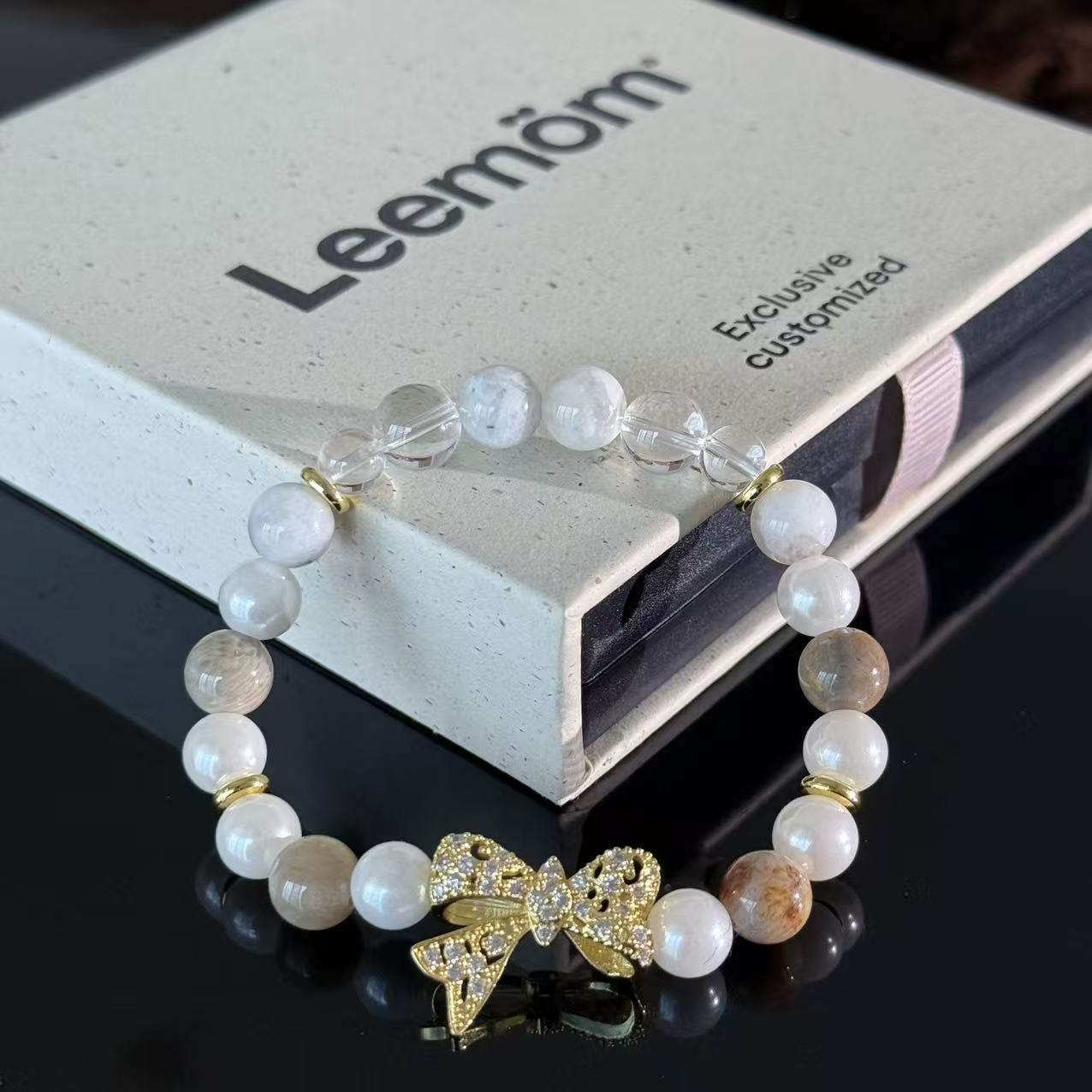 Moonlit Radiance Wristlet | White Crystal & Bowknot Bracelet — Dispelling Shadows, Bringing Smooth Sailing and Serenity