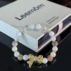 Moonlit Radiance Wristlet | White Crystal & Bowknot Bracelet — Dispelling Shadows, Bringing Smooth Sailing and Serenity