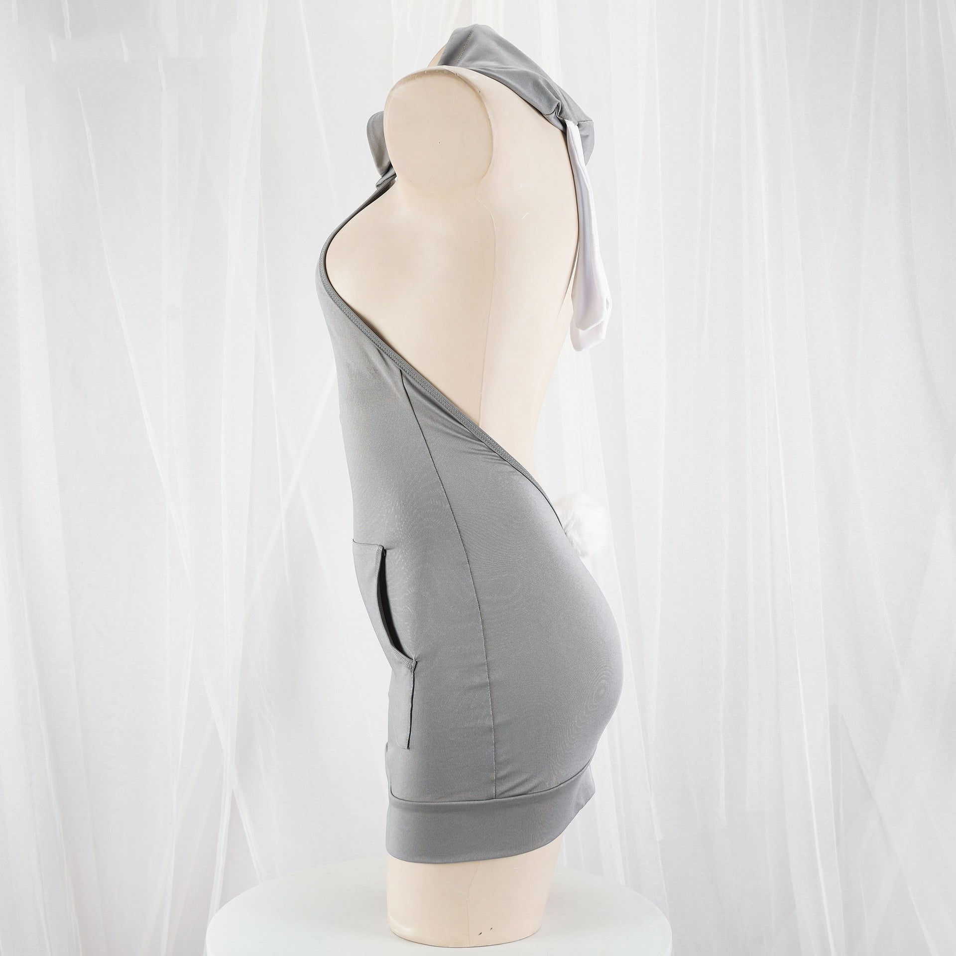 Backless Hooded Dress Kawaii  Zipper Nightdress