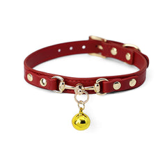 Bell Leather Collar with Hand Holding Rope