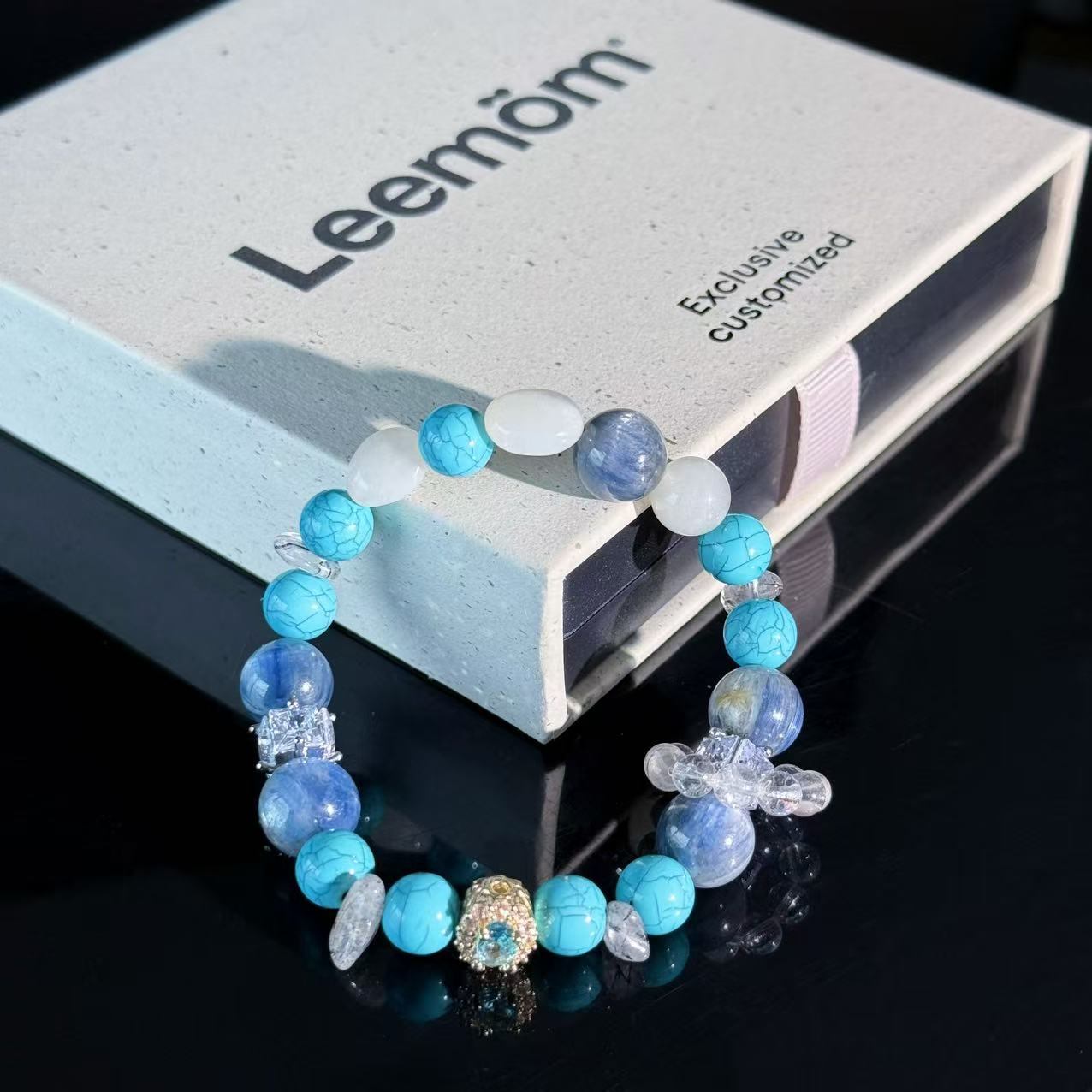 Turquoise, Kyanite, and Clear Quartz Bracelet — Handcrafted Healing Gemstone Bracelet
