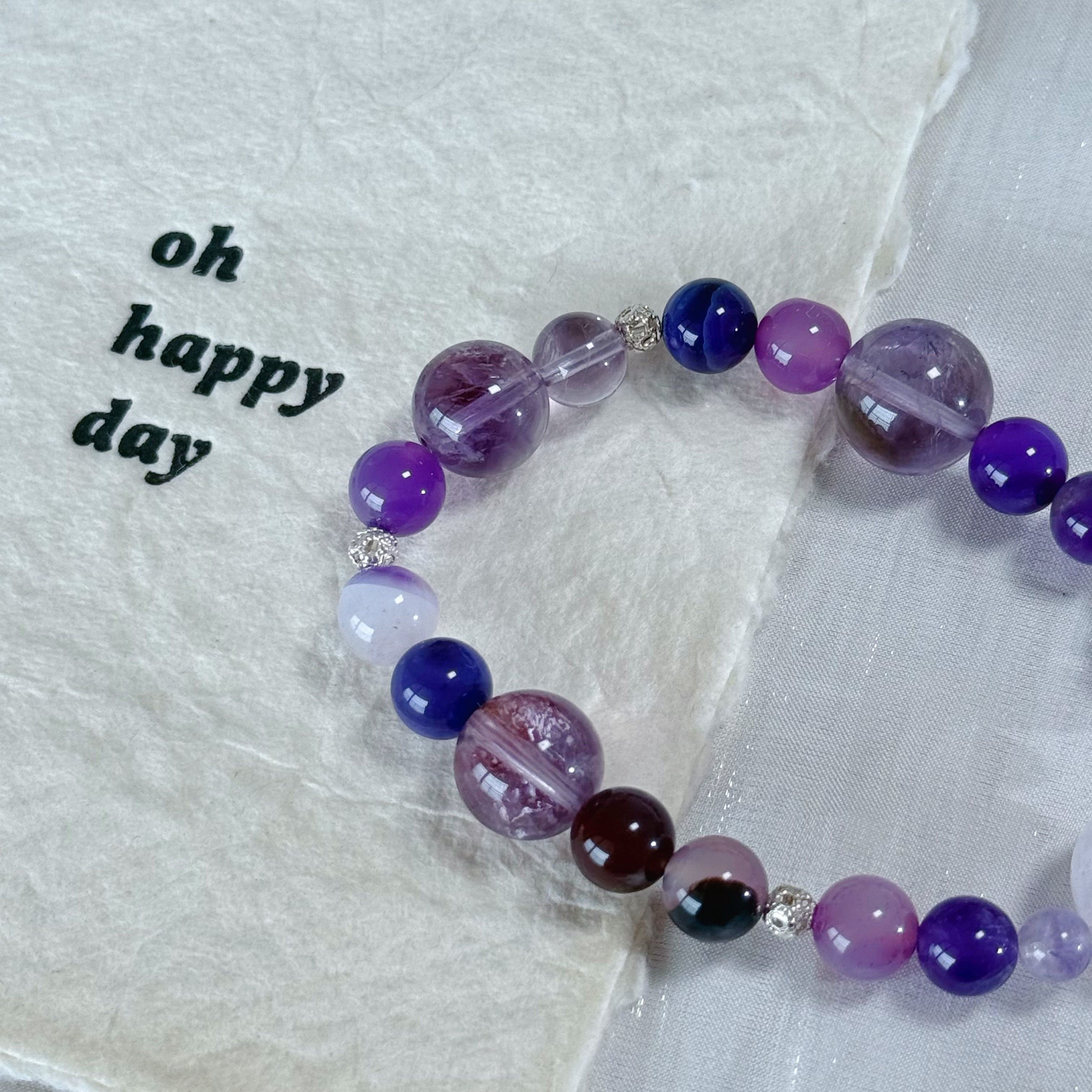 Dreamy Amethyst & Purple Agate Beaded Bracelet