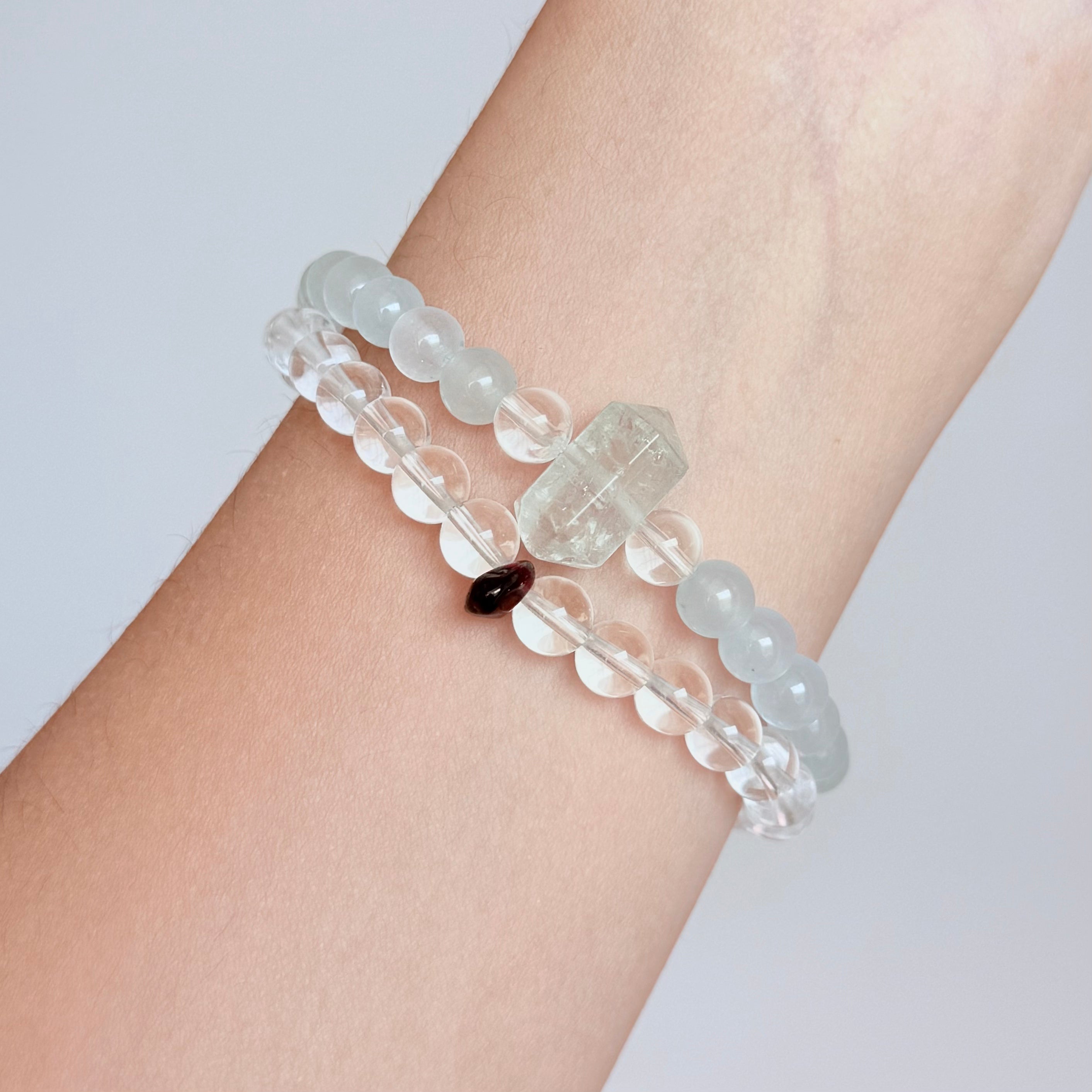 Aquamarine and Clear Quartz Bracelet