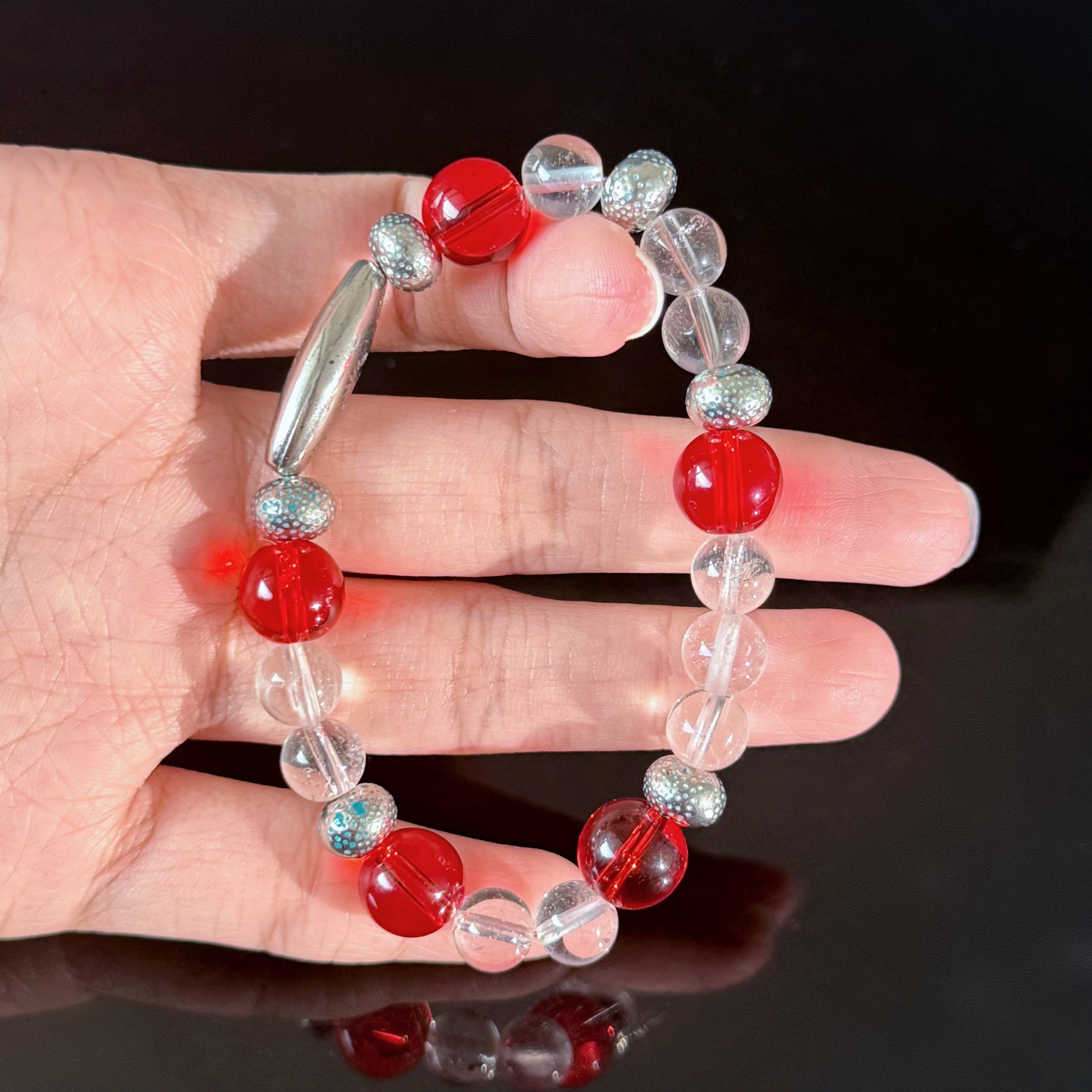 Aries Crystal Bracelet – Red Quartz & Clear Quartz Healing Bracelet