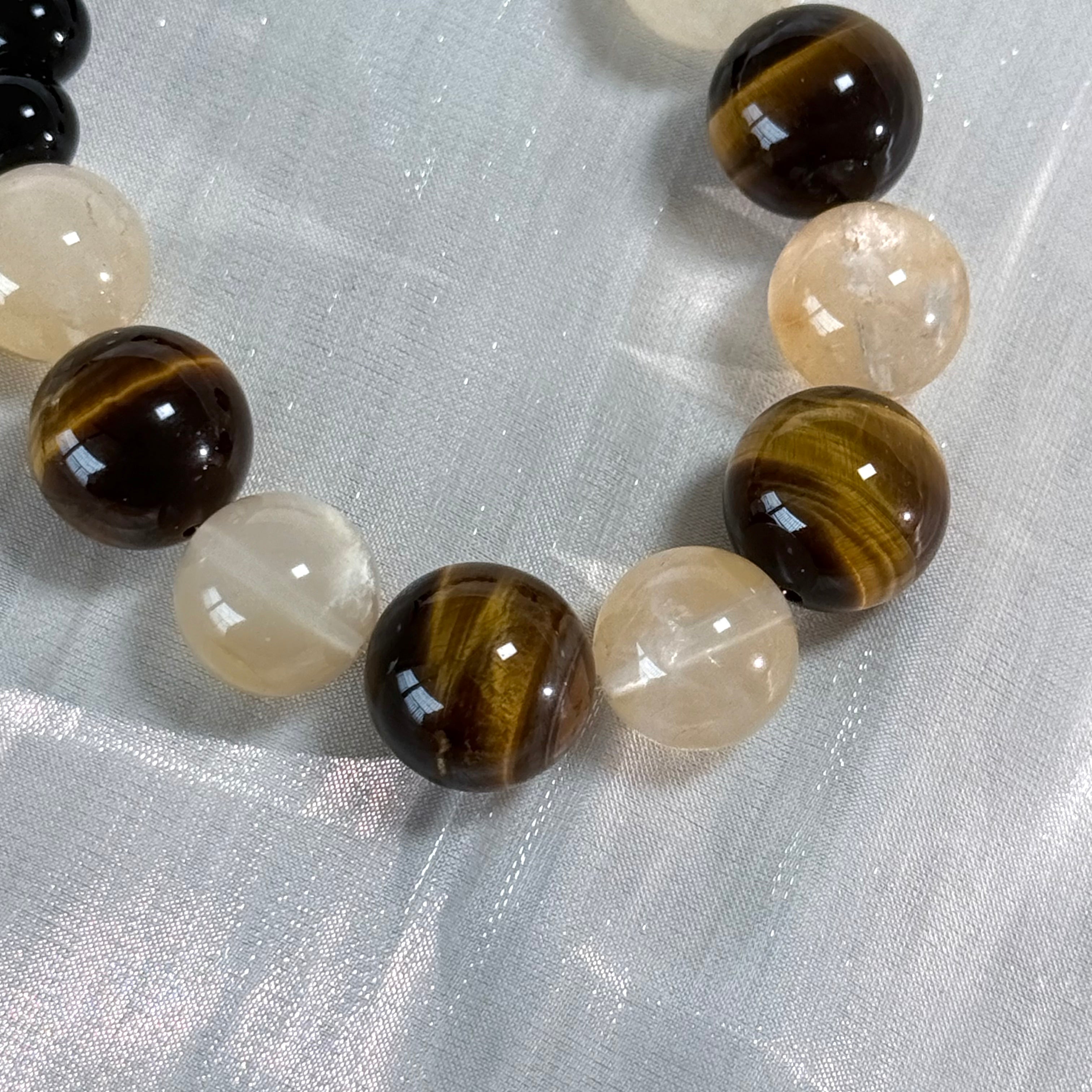 The Abundance Keeper | Natural Tiger Eye & Citrine Obsidian Bracelet for Grounded Prosperity