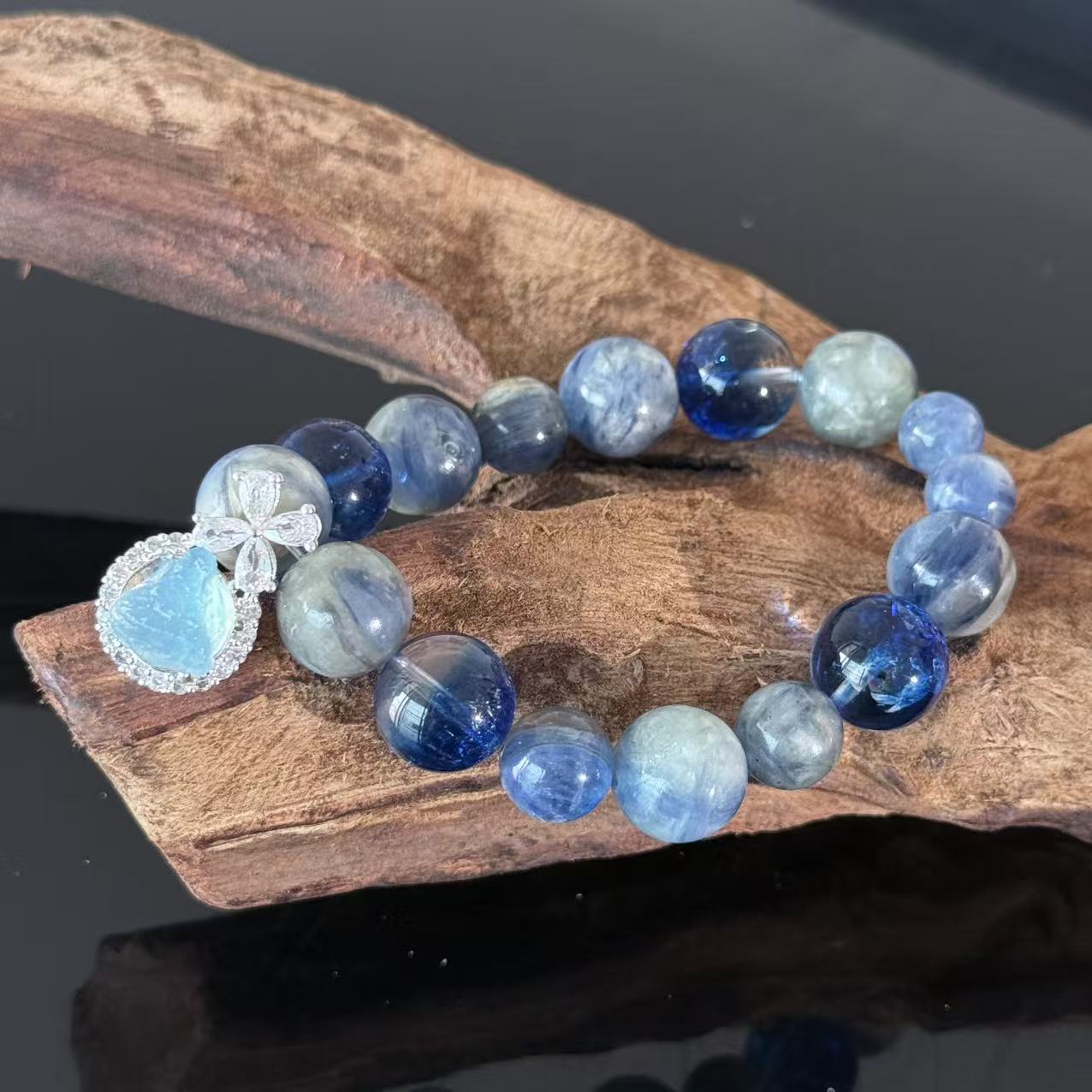 Natural Blue Crystal & Ocean Aura Handmade Bracelet