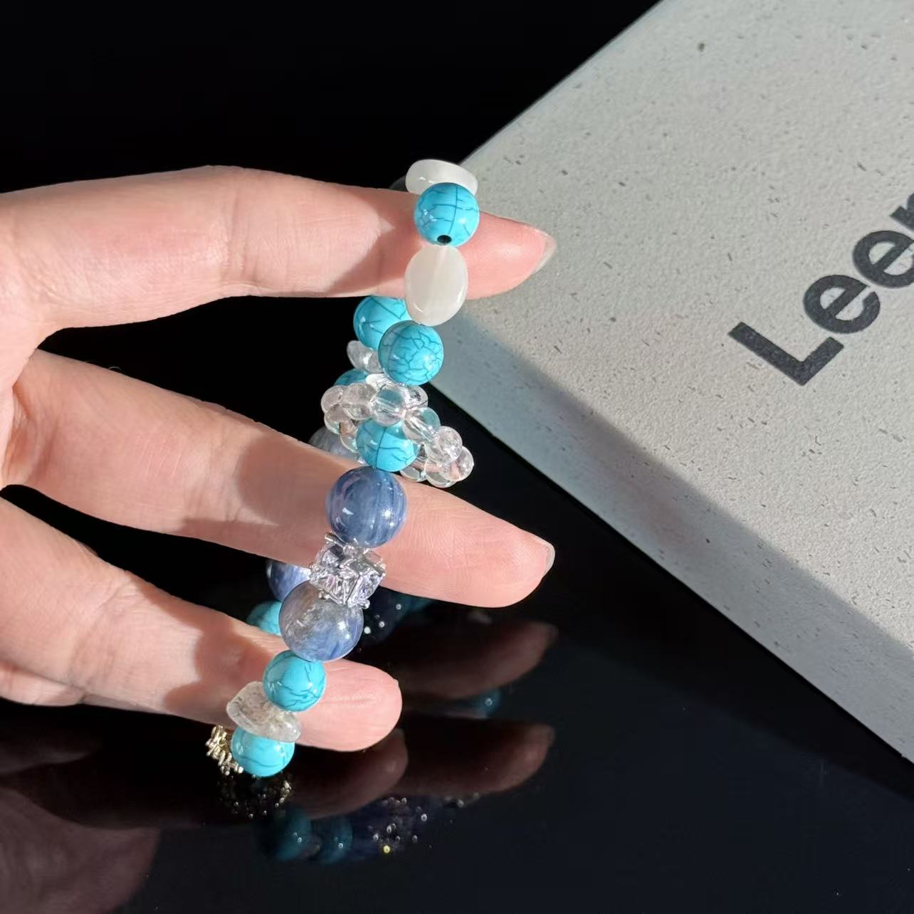 Turquoise, Kyanite, and Clear Quartz Bracelet — Handcrafted Healing Gemstone Bracelet