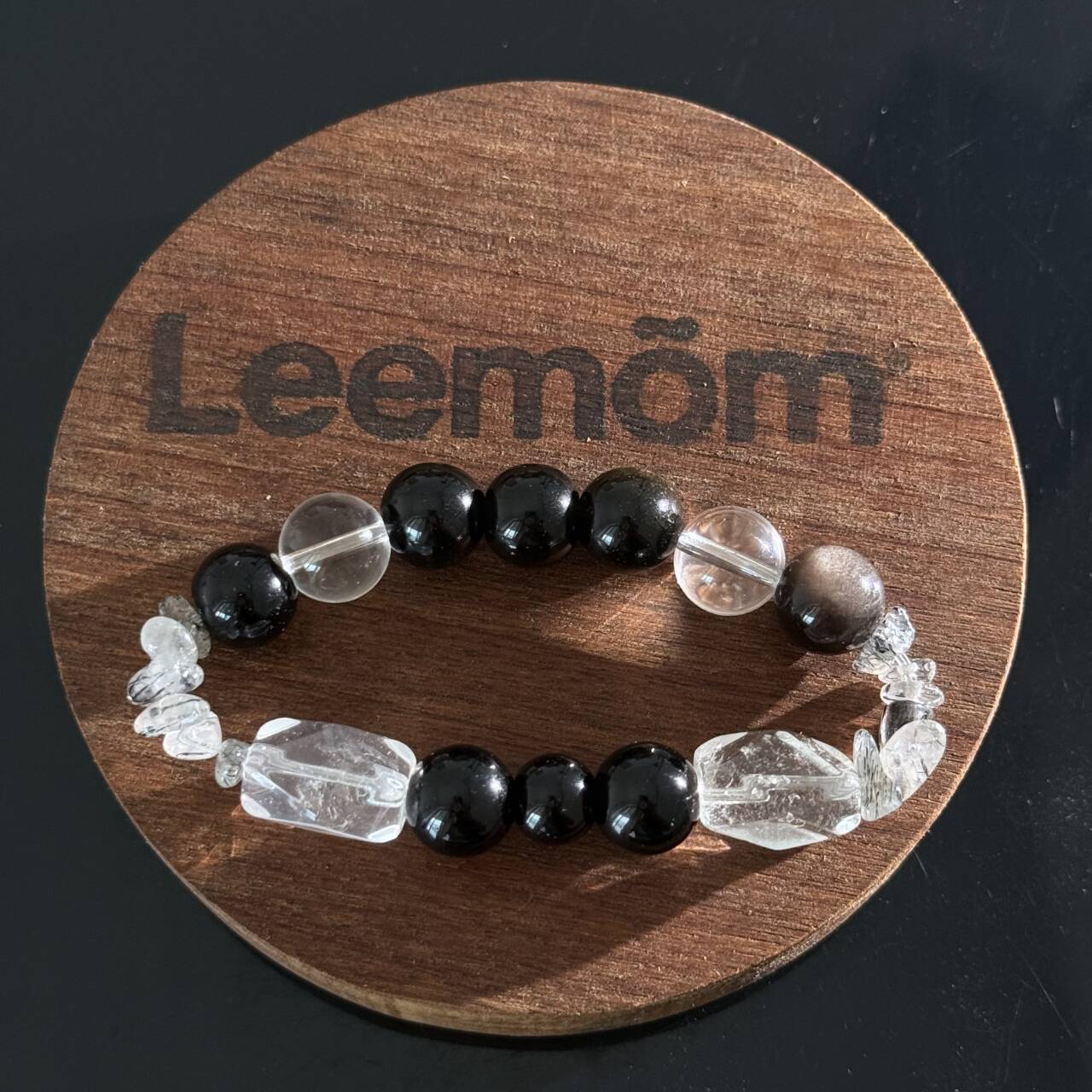 Handcrafted Obsidian and White Crystal Bracelet — A Crystal Bracelet Offering Both Protection and Healing Properties