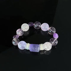Amethyst and Clear Quartz Bracelet — Handcrafted Healing Energy Beaded Bracelet