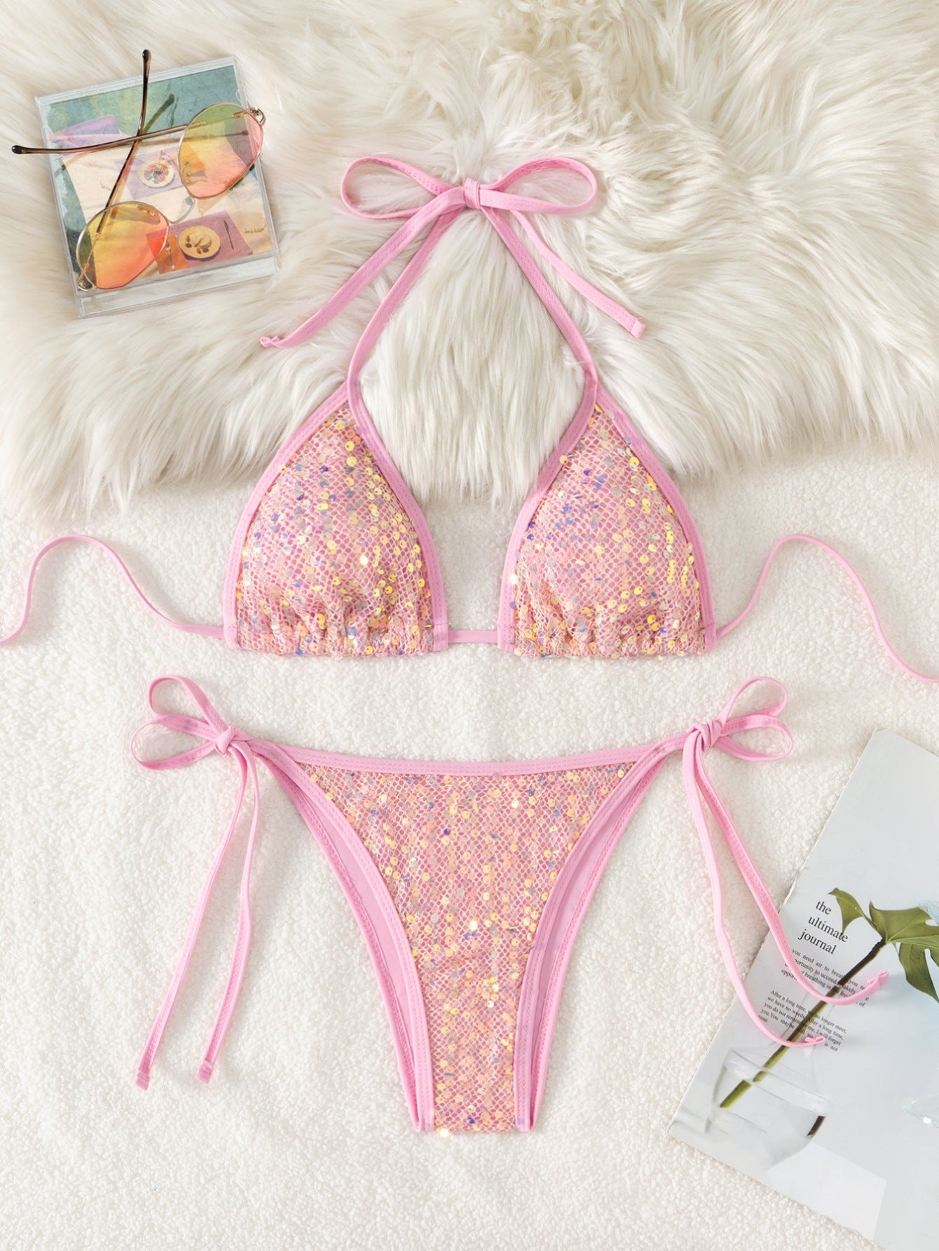 Sheer Mesh Bikini with Sequins