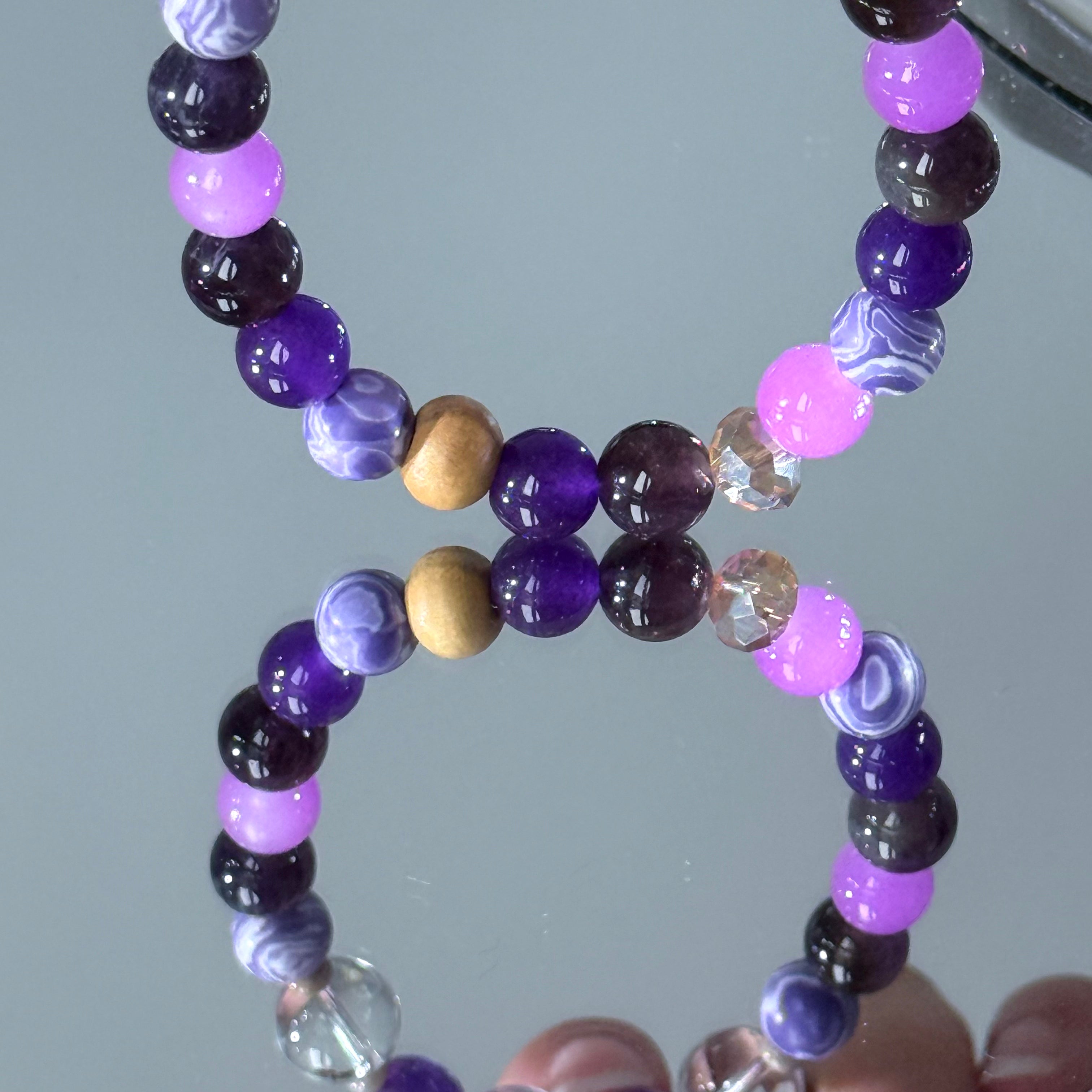 Purple Mist Star-Slumber | Amethyst and Clear Quartz Spliced Bracelet