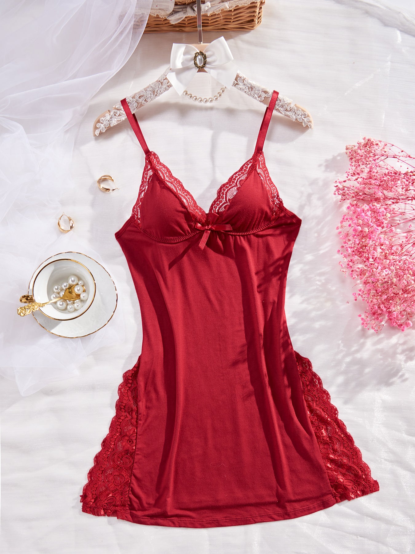 V Neck Halter Lingerie Dress