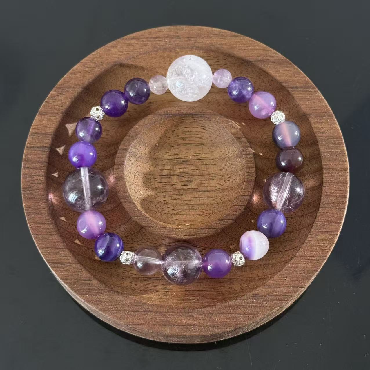 Dreamy Amethyst & Purple Agate Beaded Bracelet