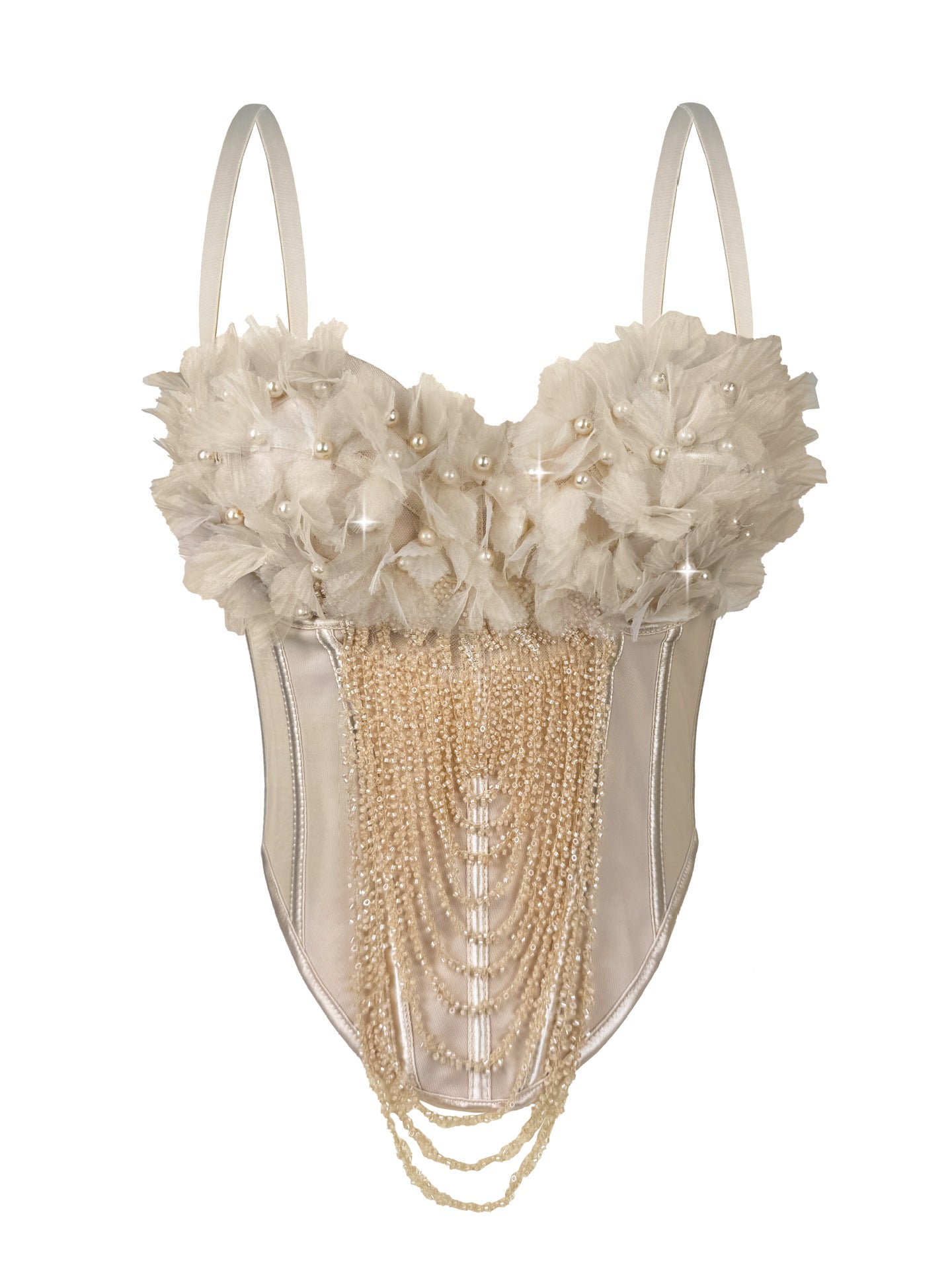 Handmade Flower Tassel Backless Sling Corset