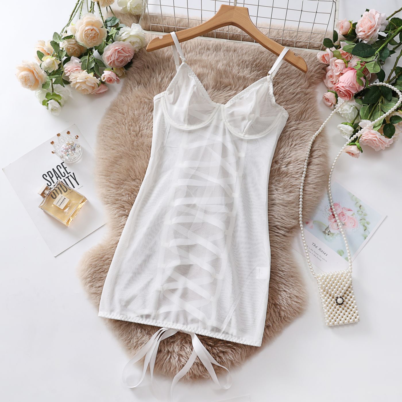 Mesh Suspenders Transparent Lace Lingerie Temptation Jumpsuit