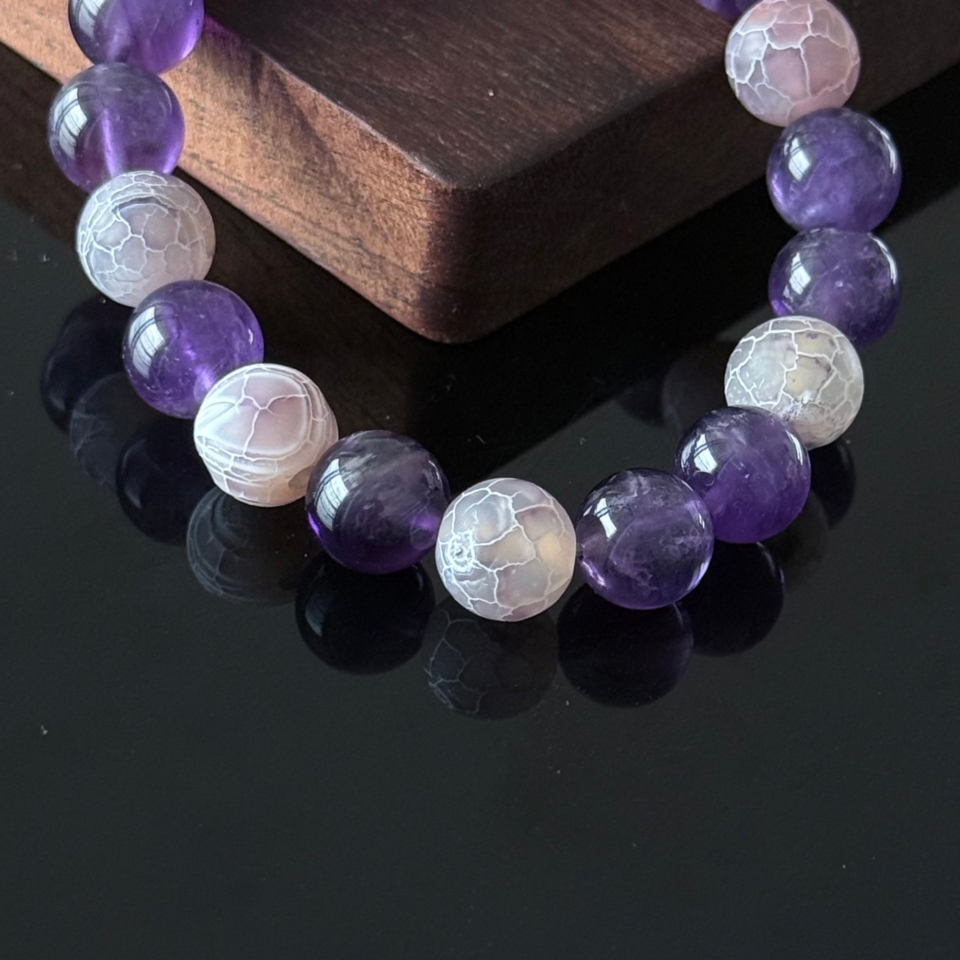 Amethyst & Cracked Agate Crystal Bracelet