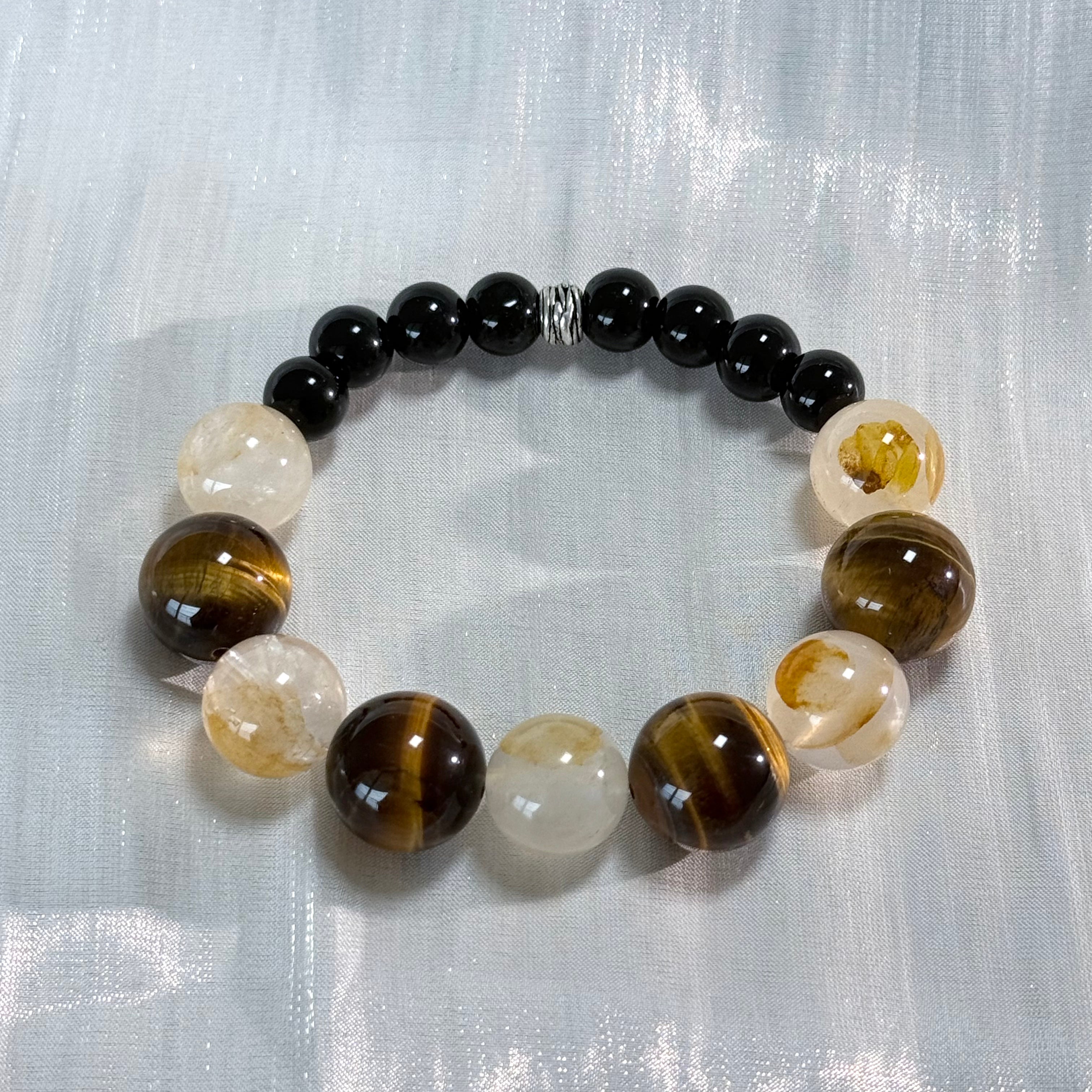 The Abundance Keeper | Natural Tiger Eye & Citrine Obsidian Bracelet for Grounded Prosperity
