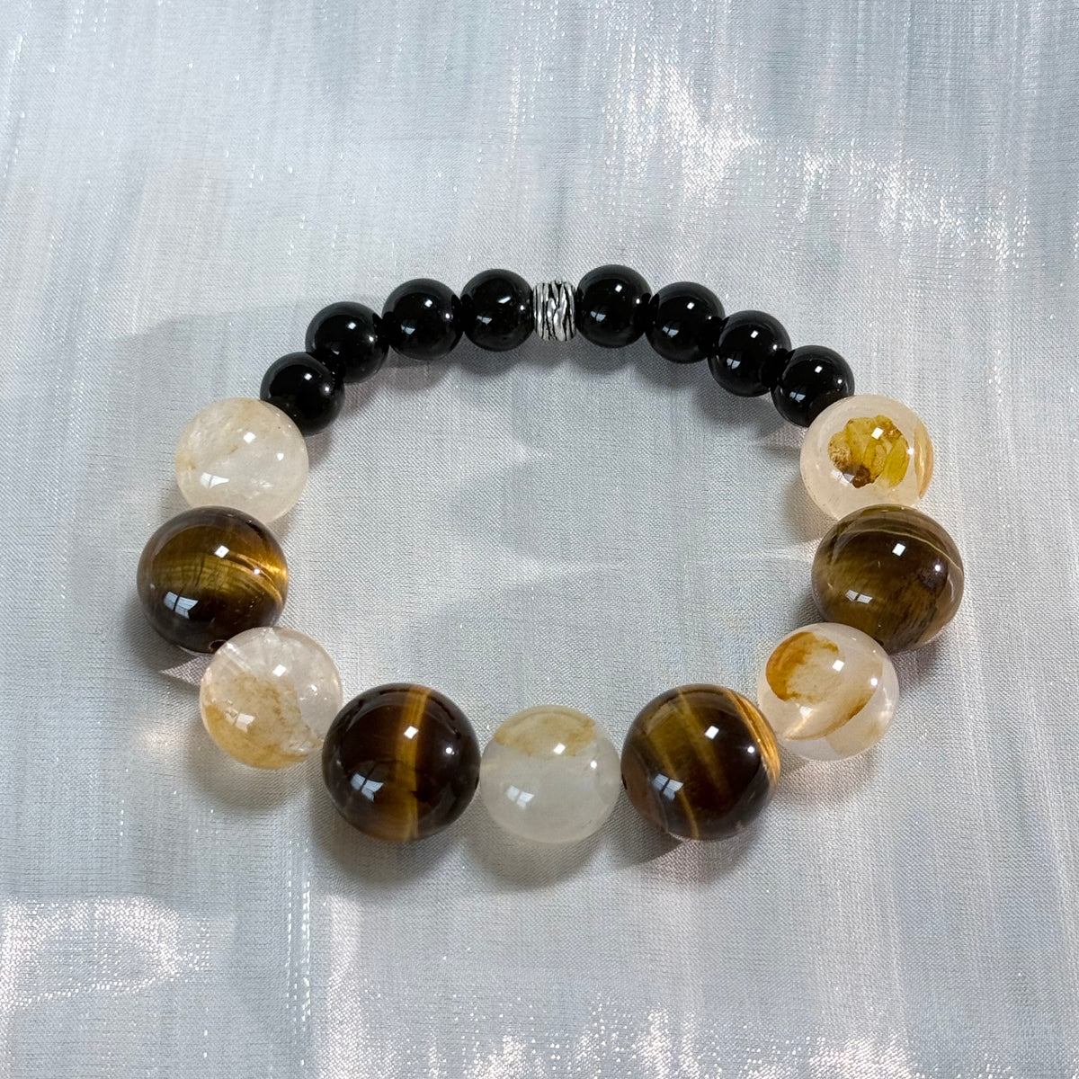 The Abundance Keeper | Natural Tiger Eye & Citrine Obsidian Bracelet for Grounded Prosperity