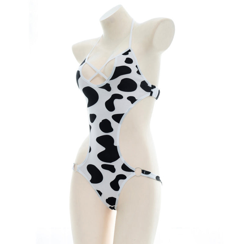 Polka Dot Cow Print Bikini Bodysuit