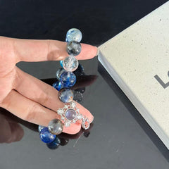 Blue Galaxy Handmade Crystal Bracelet — Natural White Crystal, Aquamarine, and Labradorite Beaded Bracelet
