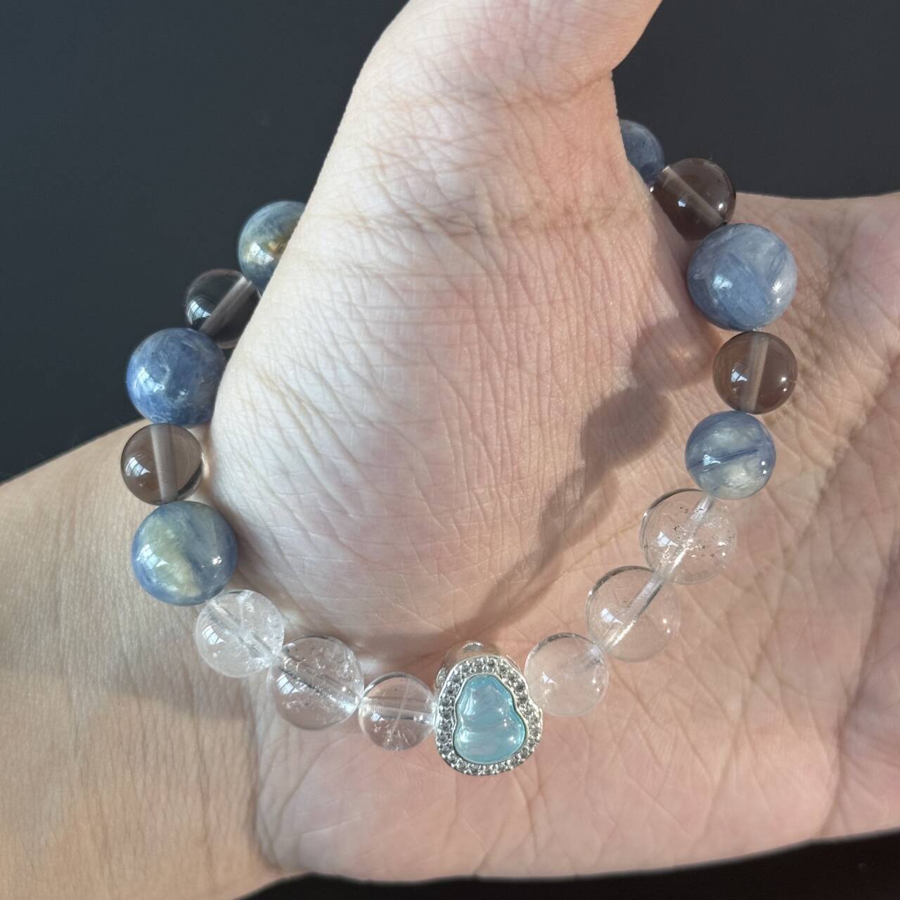 Handcrafted Aquamarine and Clear Quartz Bracelet — A Healing Bracelet for Inner Peace and Mental Clarity