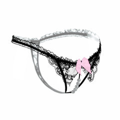 Pure Desire Lace Pearl Open Crotch Hollow Mesh T-Back
