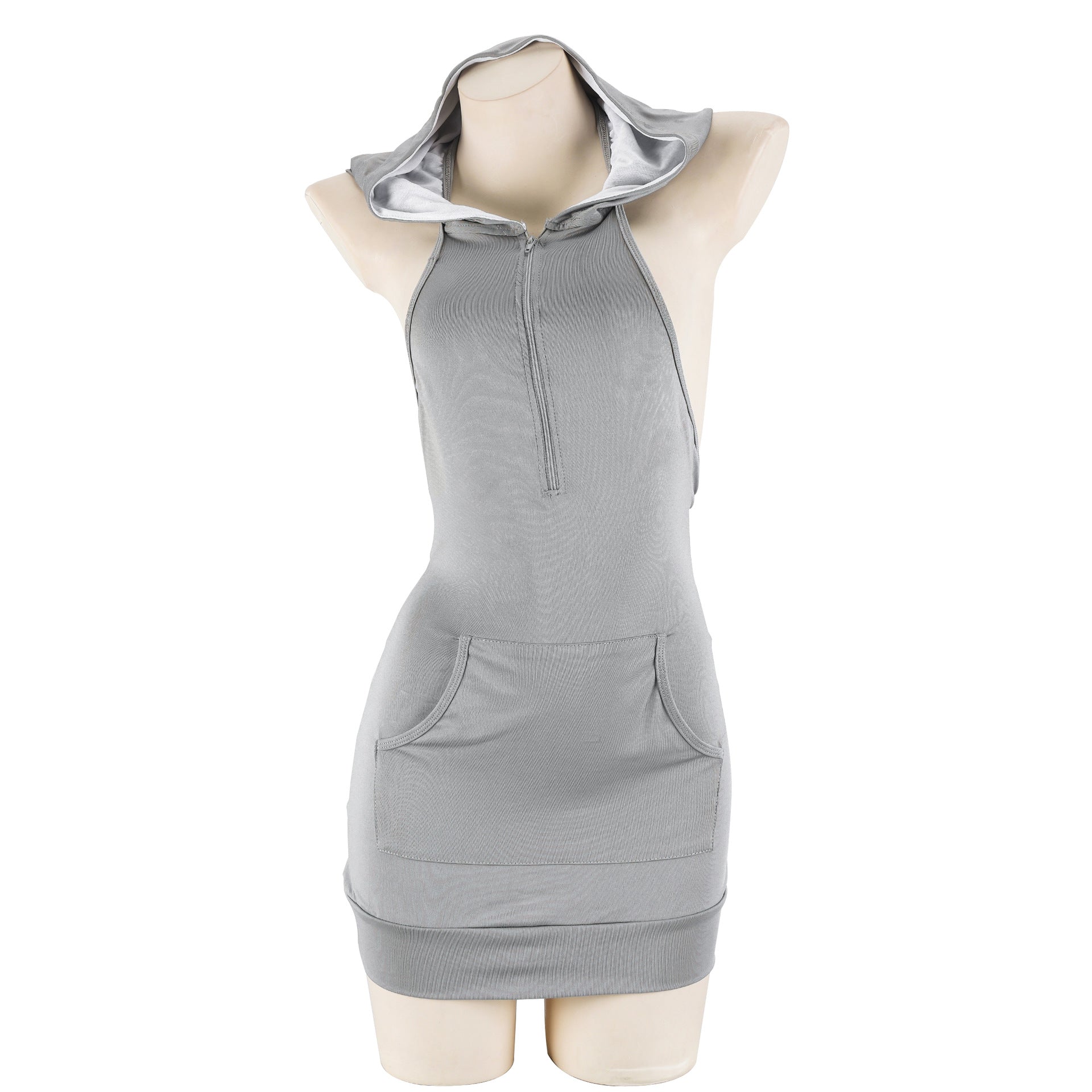Backless Hooded Dress Kawaii  Zipper Nightdress