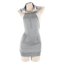 Backless Hooded Dress Kawaii  Zipper Nightdress
