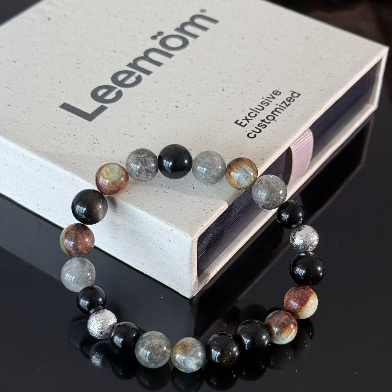 Natural Obsidian & Phantom Quartz Multi-Stone Bracelet | Grounding & Protection Crystal Jewelry