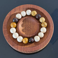 Natural White Stone & Earth-Tone Jasper Manual Beaded Bracelet — Minimalist Healing Crystal Bracelet