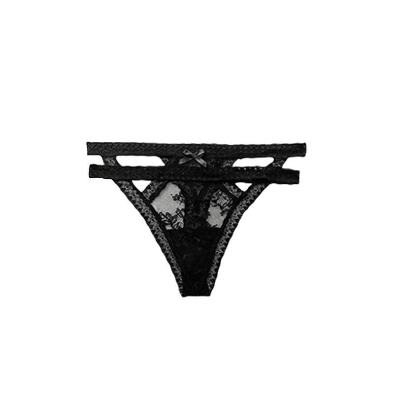 Solid Colors Breathable Tempting Look Lace Cutout Underwear Set