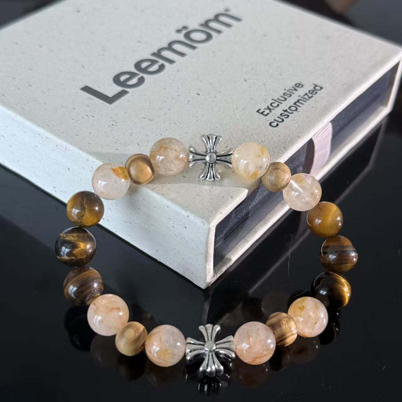 Handcrafted Golden Rutilated Quartz & Tiger's Eye Crystal Bracelet — A Gemstone Beaded Bracelet for Attracting Wealth, Protection, and Boosting Self-Confidence